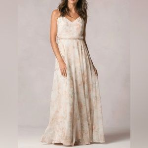 Jenny Yoo Floral Cream Maxi Dress